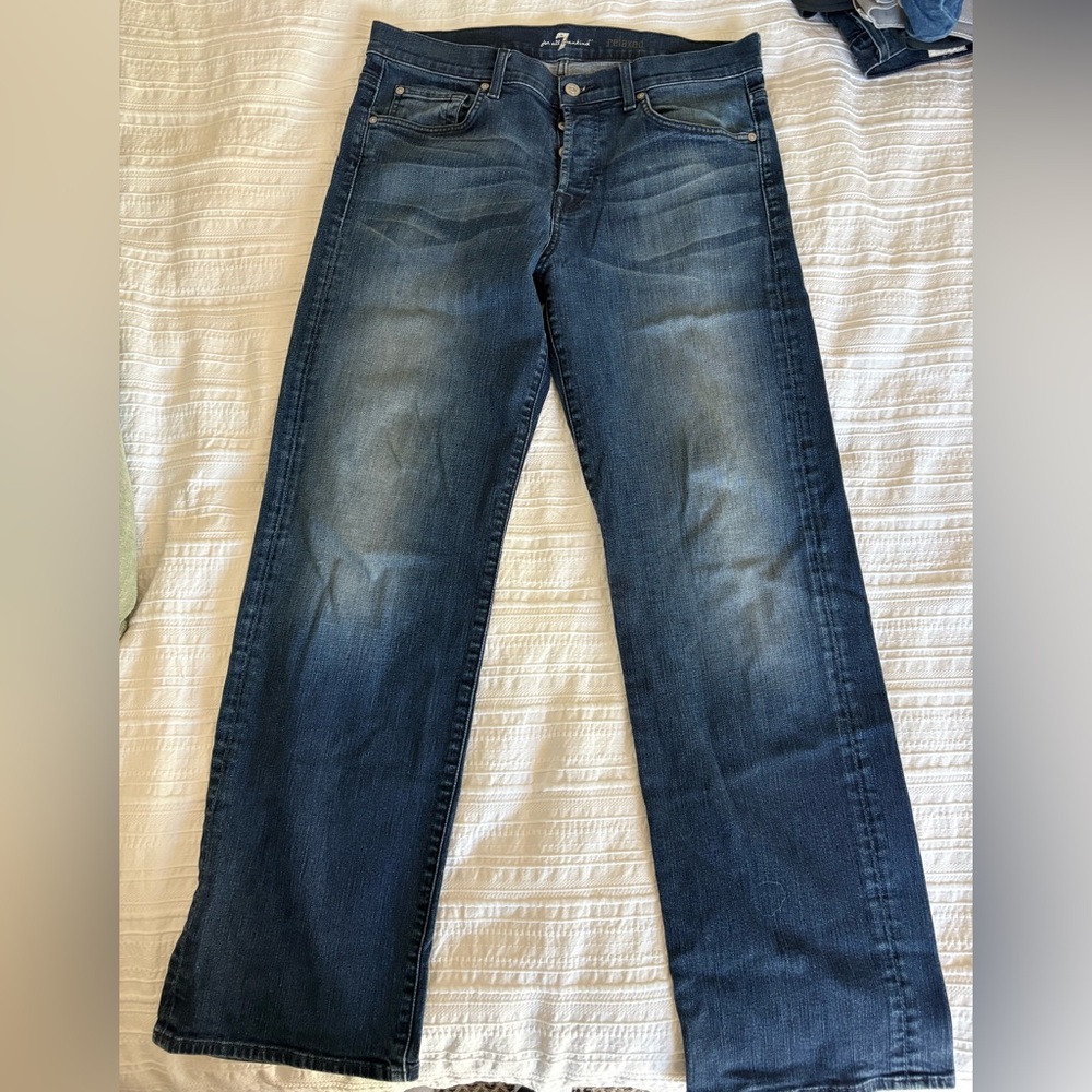 7 For All Mankind Men's Dark Blue Relaxed Jeans